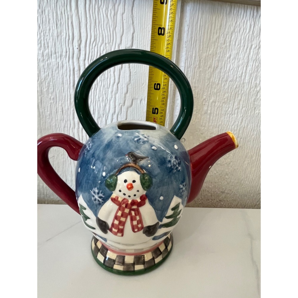 Sakura Debbie Mumm Hand Painted Snowman MISSING LID‎